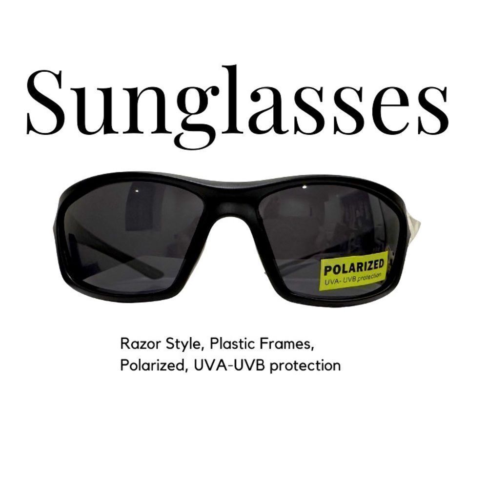 Razor Style Sporty Sunglasses, Plastic Frames, Polarized Lenses, UVA-UVB Protect
